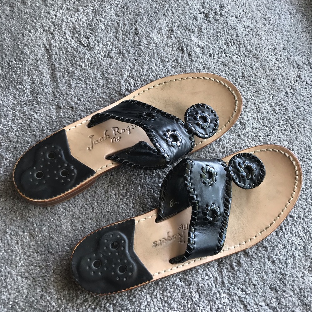 Jack Rogers black leather sandal